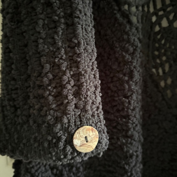 SALE...BCBGMaxAzria Unusual Chenille Sweater-Crochet Cut Out-Black -L - Picture 5 of 5